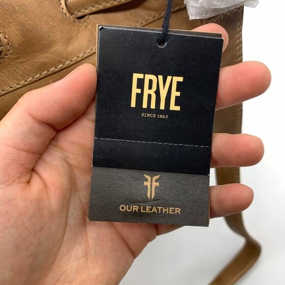 Frye Leather Handbags Melissa Drawstring Hobo Bag Brown Beige Color Purse (NWT) - Picture 7 of 16